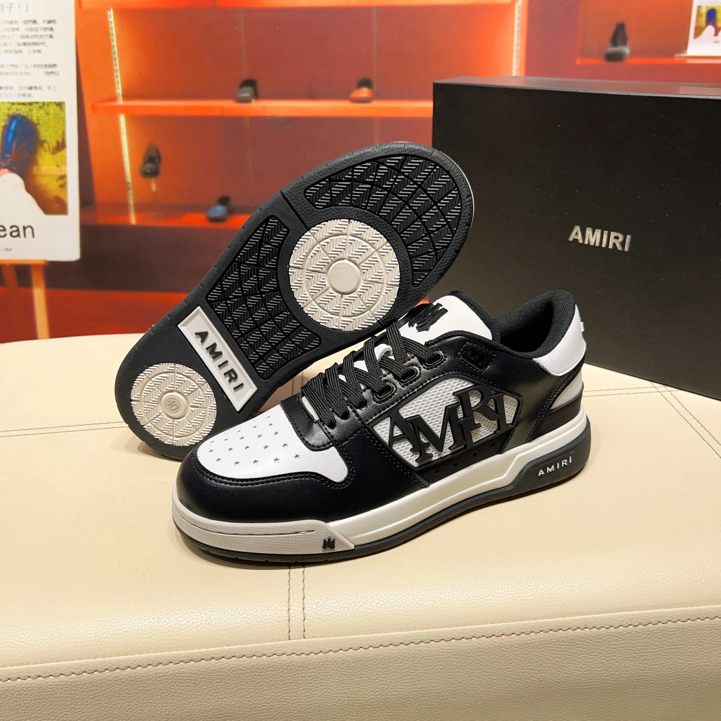 Men's men's shoes 💰500 [New style] 🌲🌲 Amiri - New Amiri trendy shoes, low-top casual sports shoes, the same style as celebrities, made of selected cowhide stitching, original outsole, comfortable on the feet, high-end workmanship, welcome to buy Size: 39-45 (customized for 46)